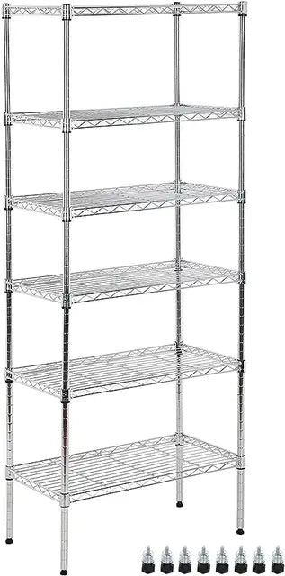 6-Tier Wire Shelving Unit Capacity Adjustable Storage Shelves Heavy Duty Storage Rack with Wheels NSF Metal Shelf