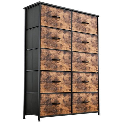 Tall 10 Drawer, Fabric Storage Tower-Organizer Unit for Bedroom, Living Room, Hallway, Closets & Nursery