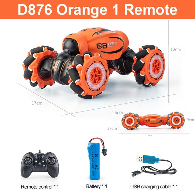 D876 1:16 4WD RC Car Radio Gesture Induction Music Light Twist High Speed Stunt Remote Control Off Road Drift Vehicle Cars Model